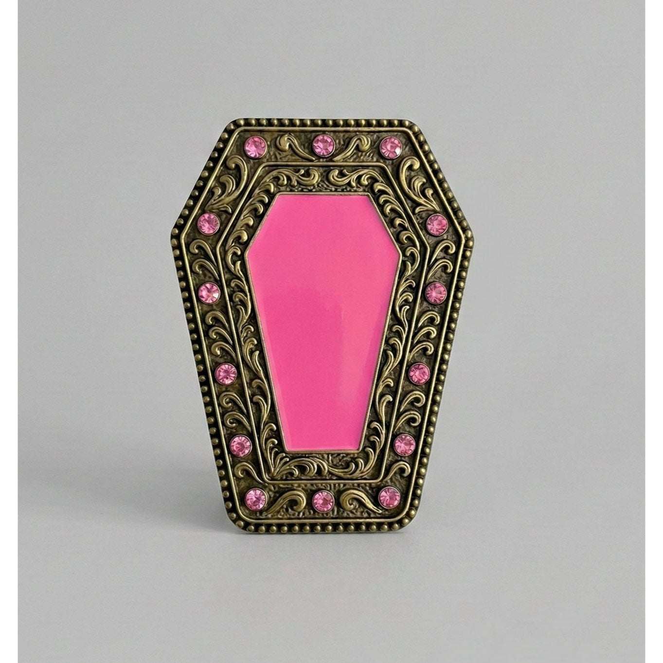 Goth Coffin Buckle w/ Rhinestones - 3 Color Options