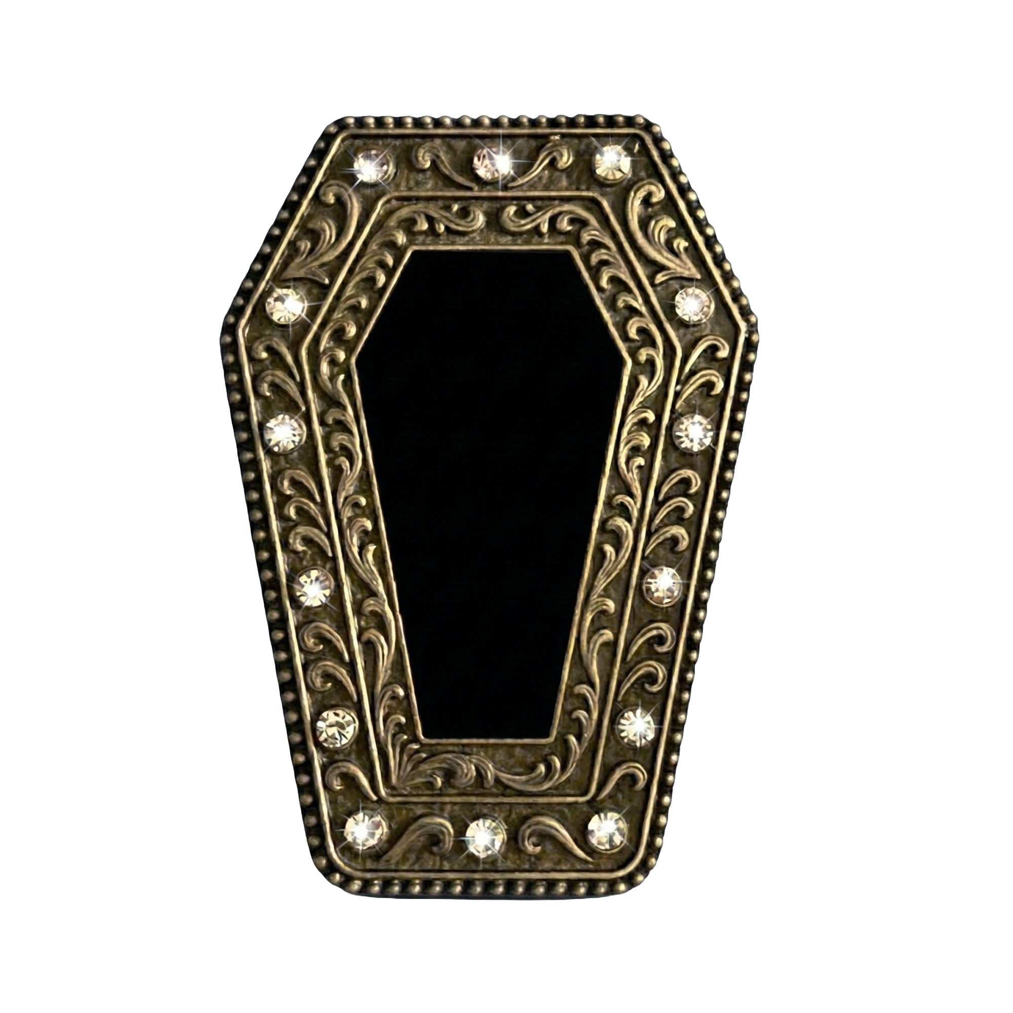 Goth Coffin Buckle w/ Rhinestones - 3 Color Options