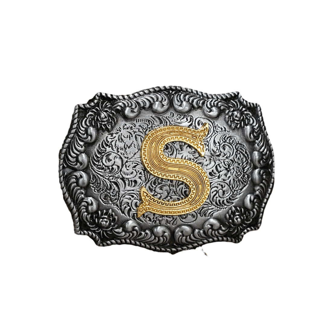 S Letter Belt Buckle with intricate western-style design.