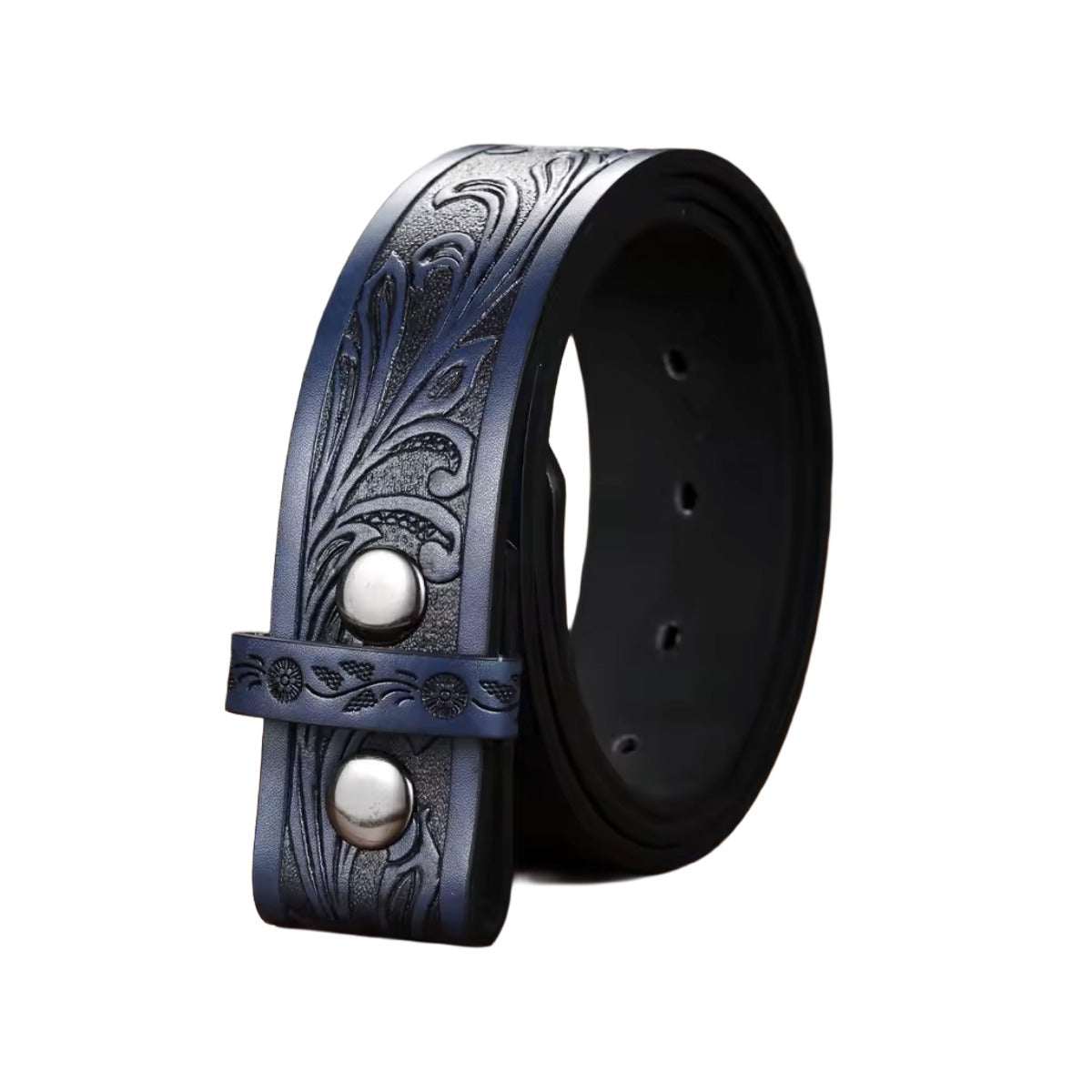 Blue Belt Strap: Faux Leather Navy Blue Western Belt Strap