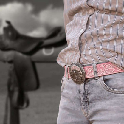 Pink Western Belt with Cowgirl Up Buckle