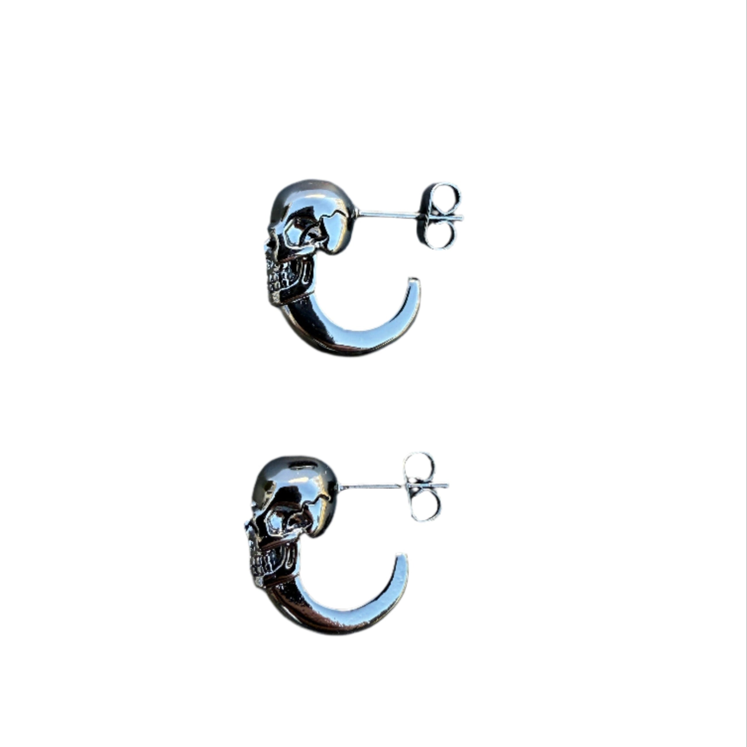 Unisex Skull Earrings with a Hoop - Stainless Steel - in USA