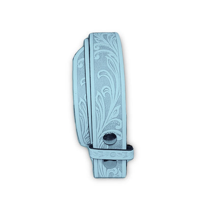 Light Blue Belt Strap: Faux Leather Western Belt Strap