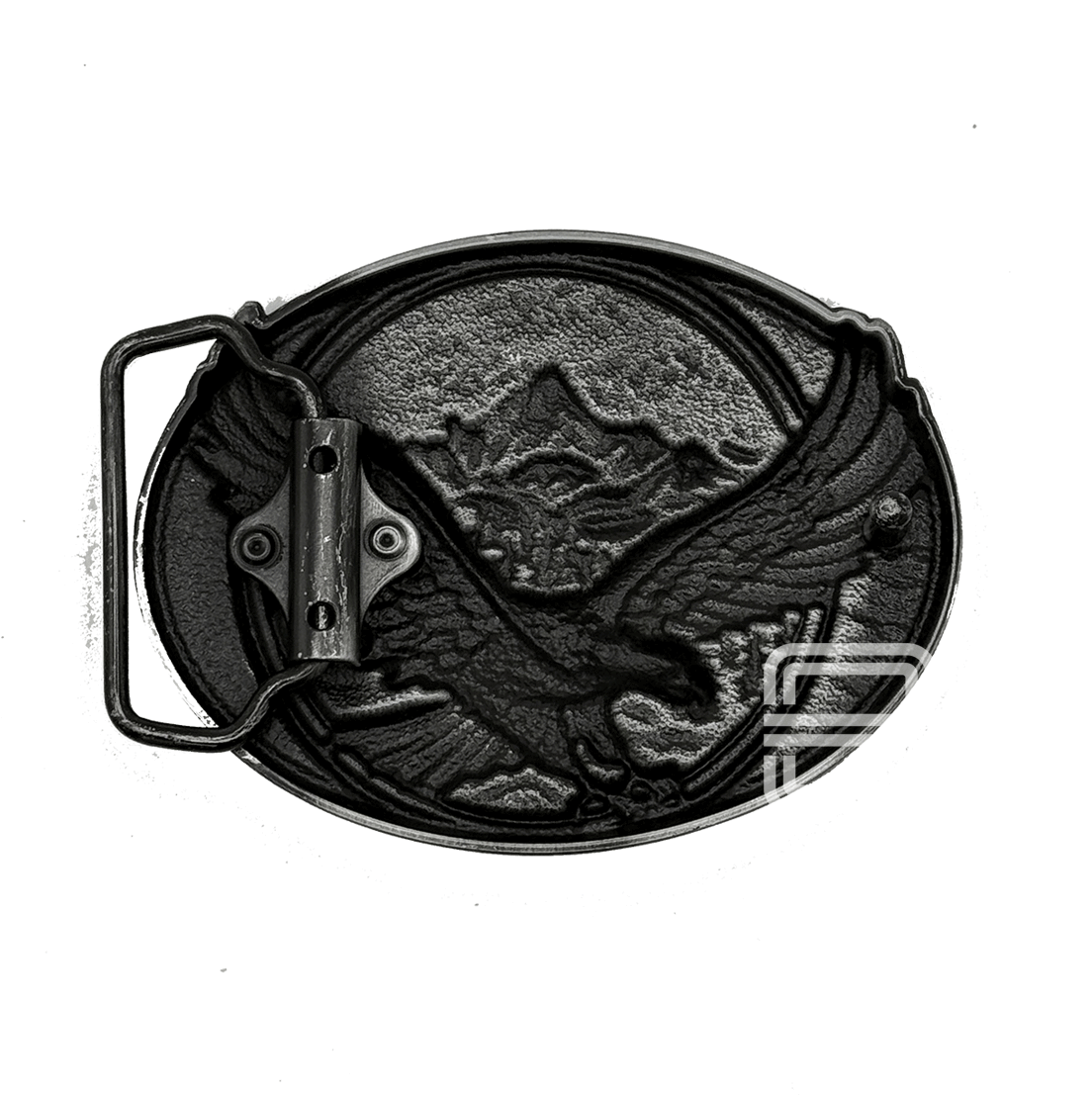 Silver Eagle Buckle with Spread Wings Backside