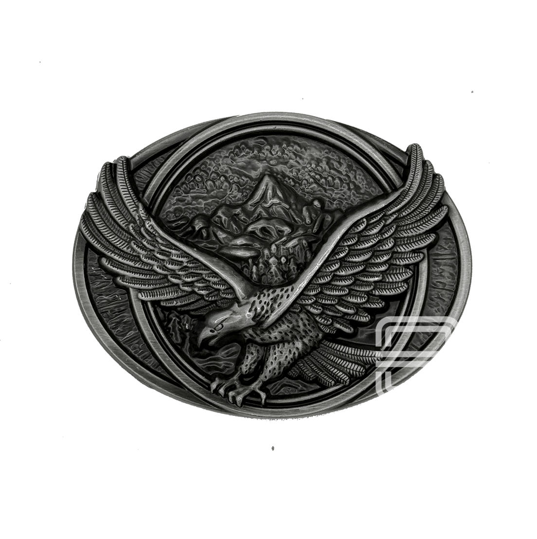 Silver Eagle Buckle with Spread Wings
