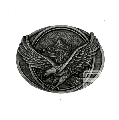 Silver Eagle Buckle with Spread Wings