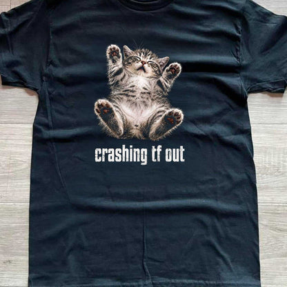 Crashing tf out black t shirt Gildan medium size 100% cotton front view