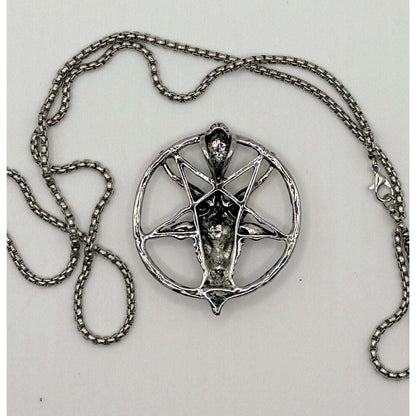 TornSlayer Goat Head Pentagram Necklace with 22" silver chain.