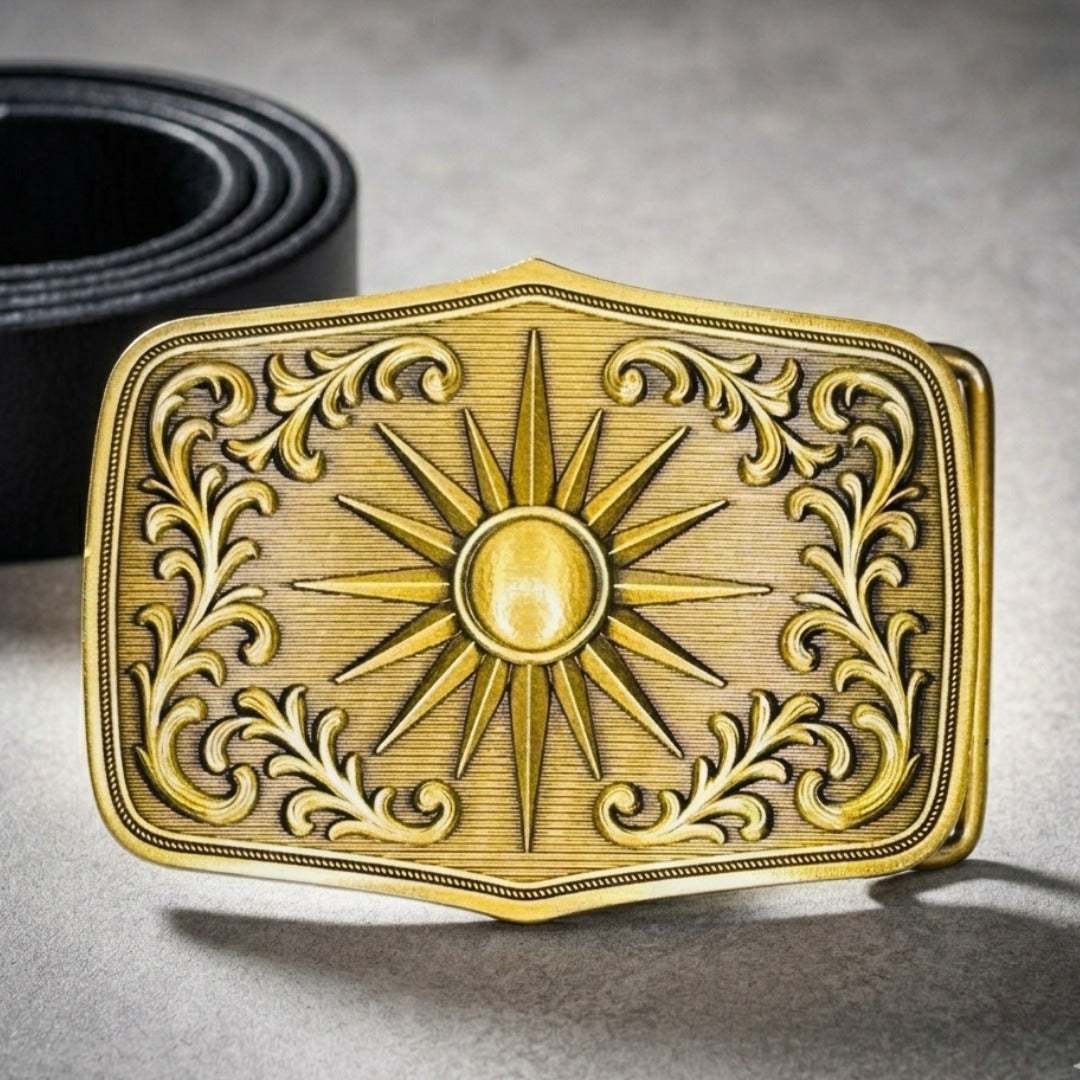 Boho Gold Belt Buckle with Sun