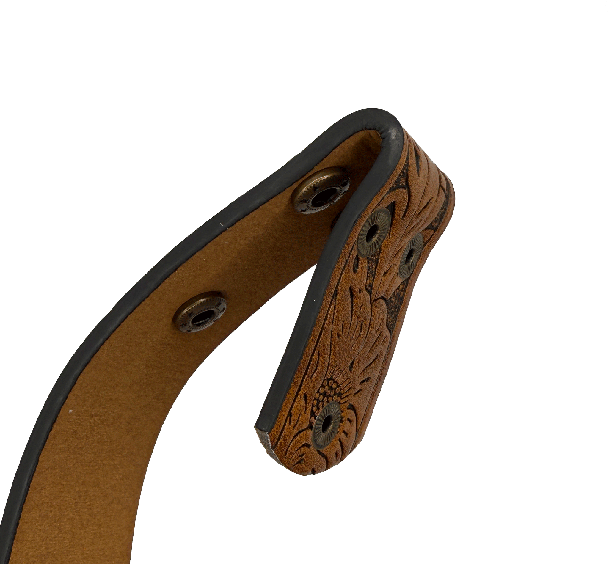 Brown Faux Leather Belt Open Snap