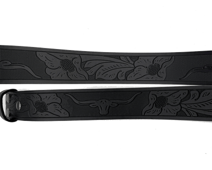 Shadowbloom Black Flower Longhorn Belt