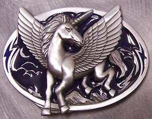 Unicorn Belt Buckle with Blue 